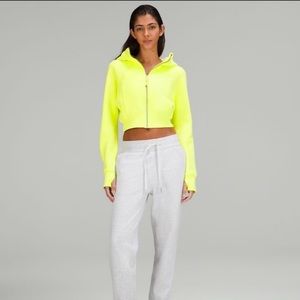 Scuba Full zip Cropped Hoodie *Electric Lemon